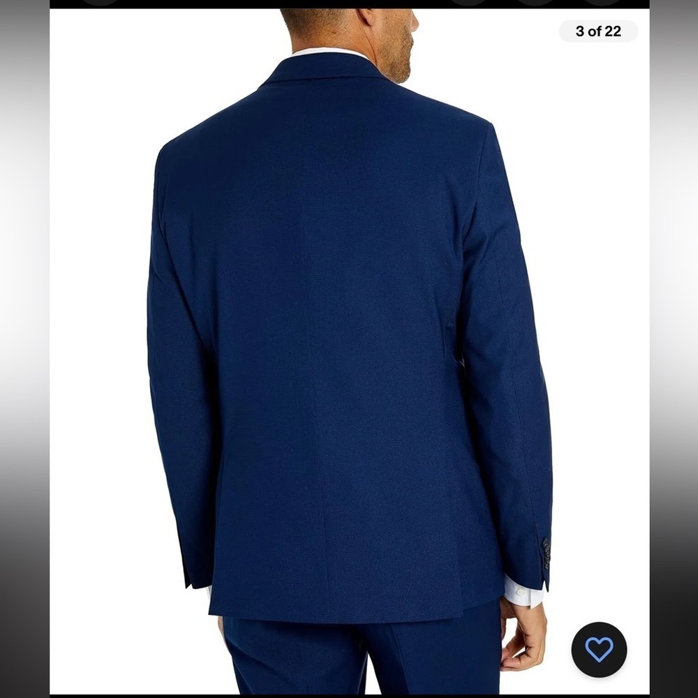 Kenneth Cole Techni-Cole Suit 2 Piece Jacket Pants Set Blue Men Sz 38R 31W Blue  - Picture 3 of 16